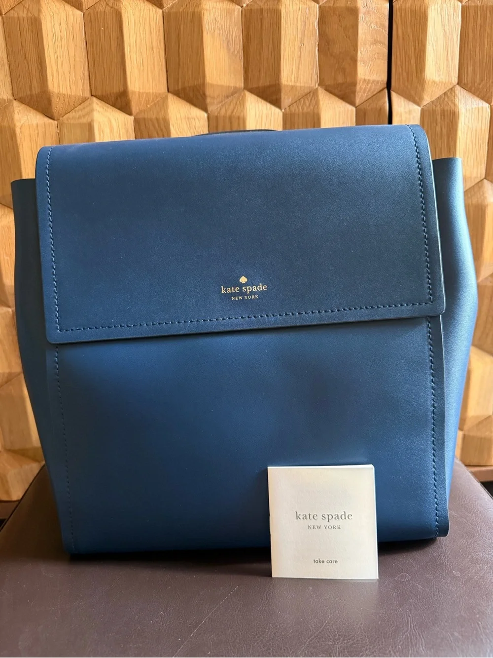 Kate Spade Navy Leather Flap Backpack